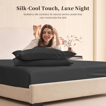 Mulberry Silk Fitted Sheet Set with Deep Pocket