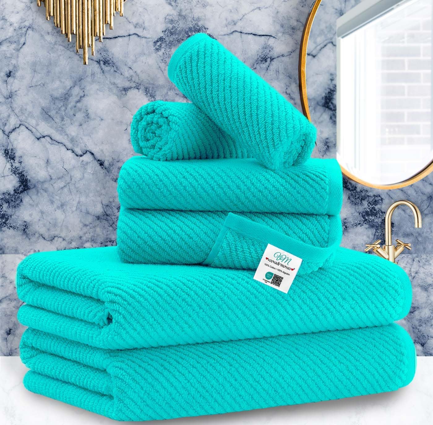 Cotton Bathroom Towel Gift Set 6-Piece Collection