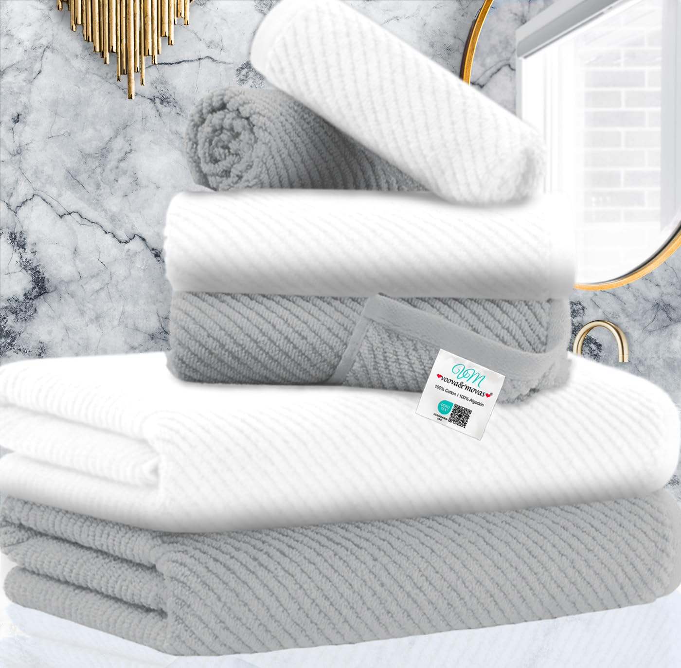 Cotton Bathroom Towel Gift Set 6-Piece Collection