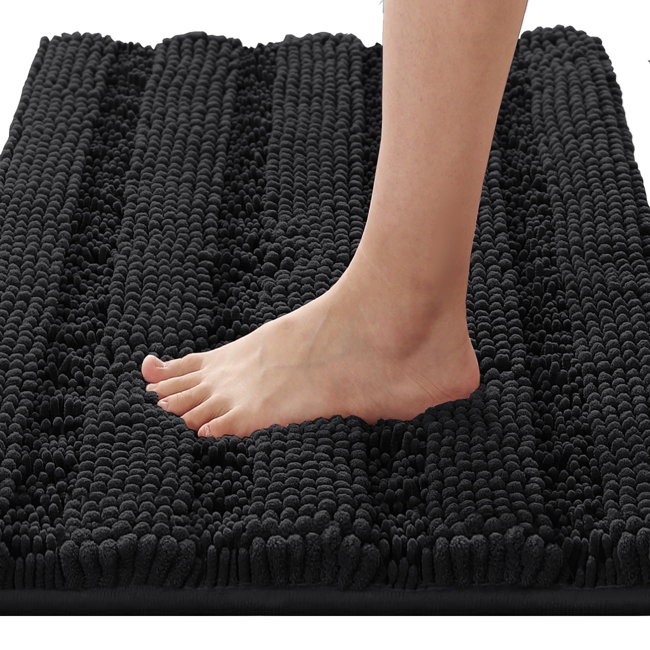 Chenille Striped Bath Rug Set with Non-Skid Backing