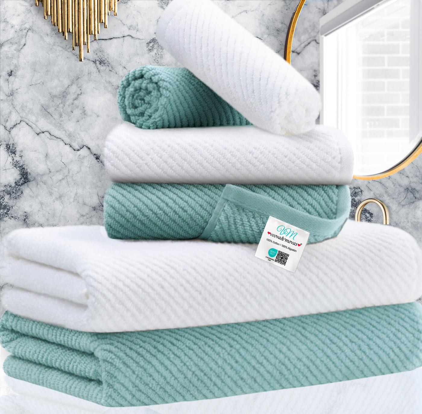 Cotton Bathroom Towel Gift Set 6-Piece Collection