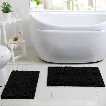 Butter Chenille Bath Rug Set with Non-Slip Backing