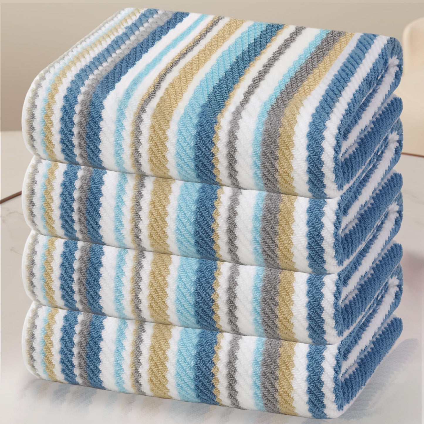 Striped Cotton Hand Towel Set Soft Quick-Dry Design