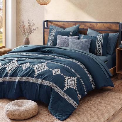 Boho Embroidered Bedding Set with Sheets and Shams