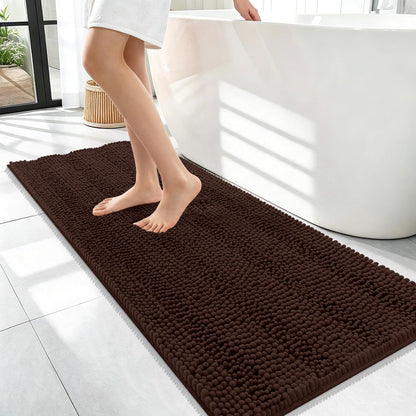 Thick Chenille Bath Rug with Absorbent Rubber Back