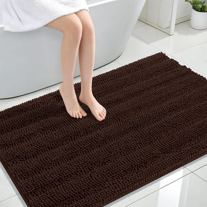 Thick Chenille Bath Rug with Absorbent Rubber Back