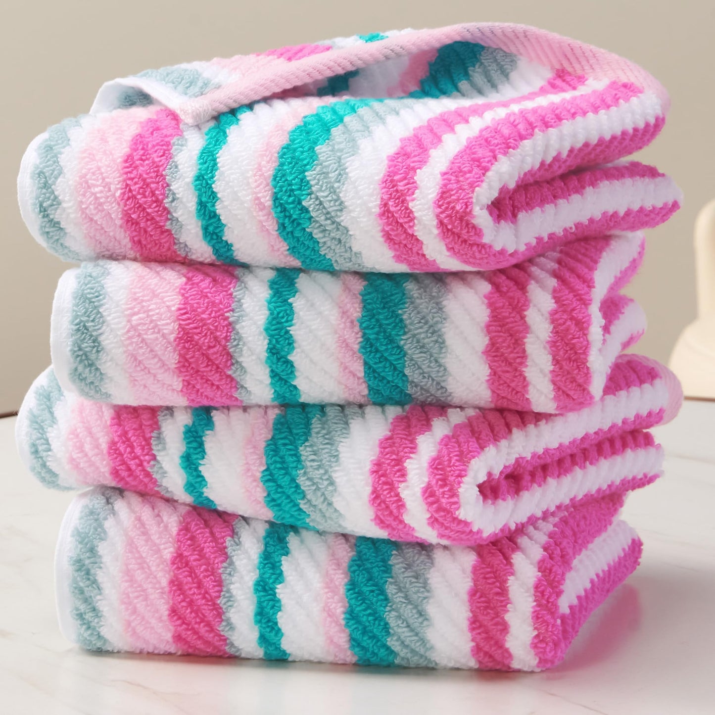 Striped Cotton Hand Towel Set Soft Quick-Dry Design