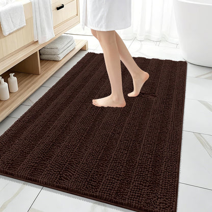 Thick Chenille Bath Rug with Absorbent Rubber Back