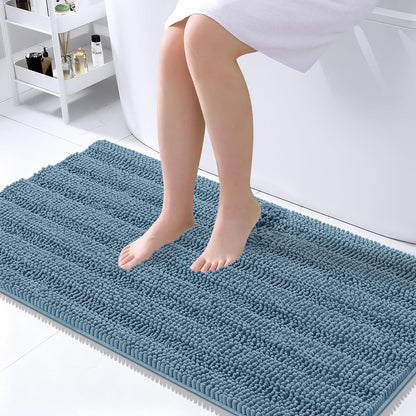 Thick Chenille Bath Rug with Absorbent Rubber Back