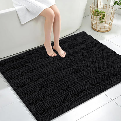 Thick Chenille Bath Rug with Absorbent Rubber Back