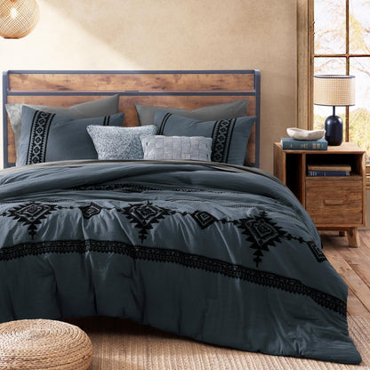 Boho Embroidered Bedding Set with Sheets and Shams