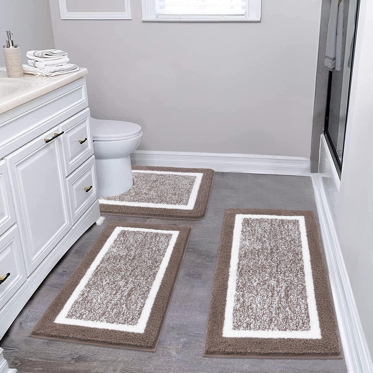 Microfiber Bath Rug Set with Plush Non-Slip Design