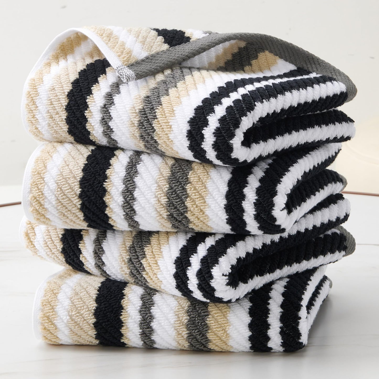 Striped Cotton Hand Towel Set Soft Quick-Dry Design
