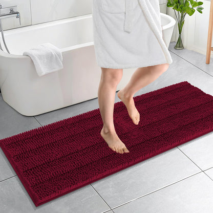 Thick Chenille Bath Rug with Absorbent Rubber Back