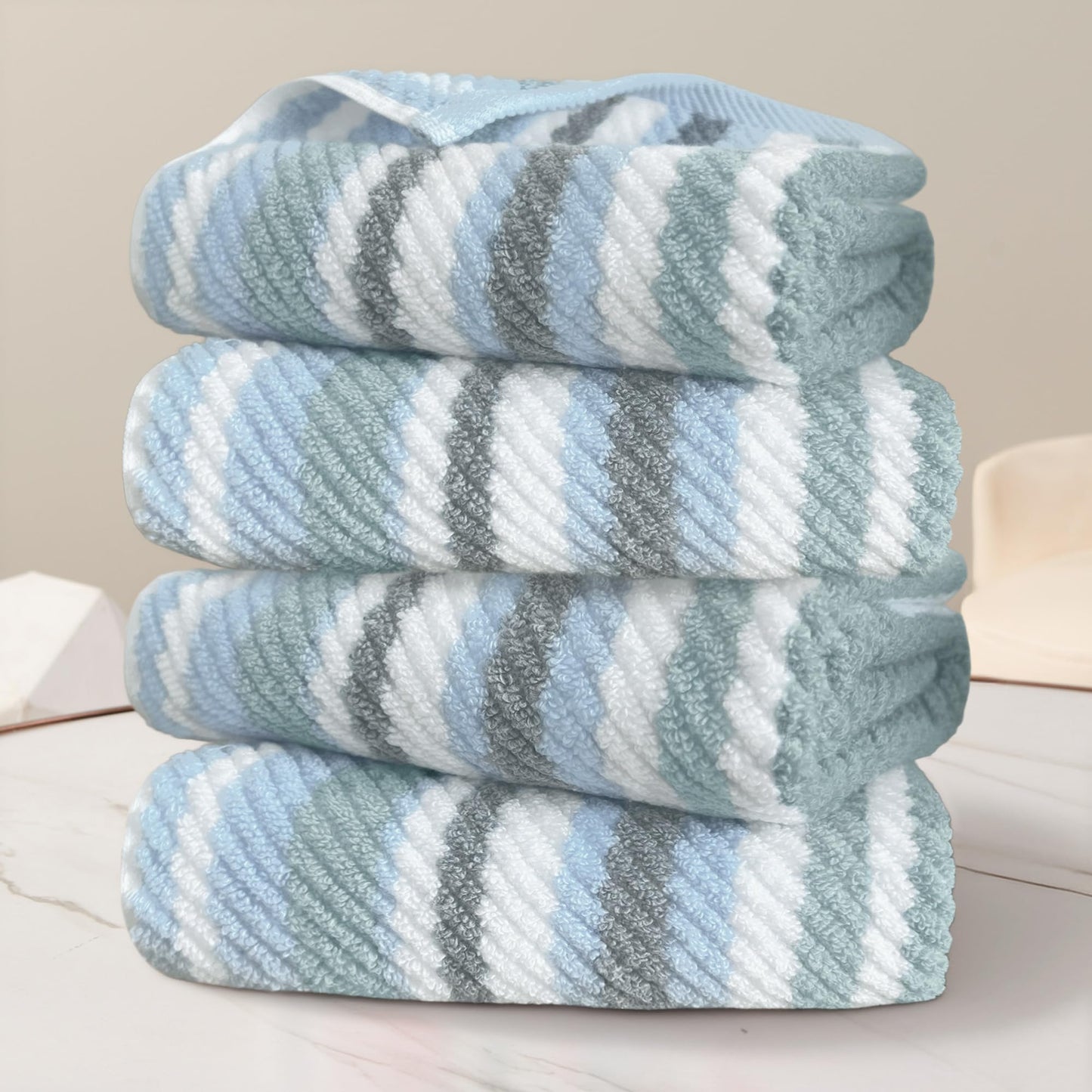 Striped Cotton Hand Towel Set Soft Quick-Dry Design
