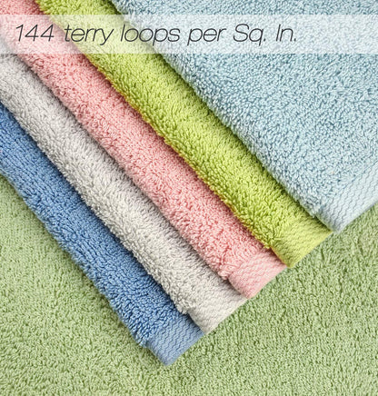 Cotton Hand Towel Set Assorted Colors 6-Pack