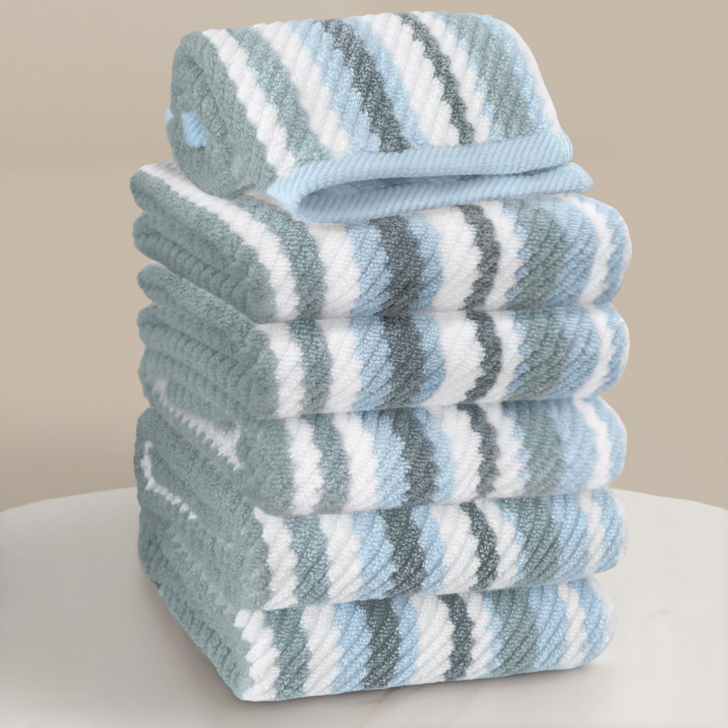 Striped Cotton Hand Towel Set Soft Quick-Dry Design