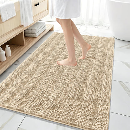 Thick Chenille Bath Rug with Absorbent Rubber Back