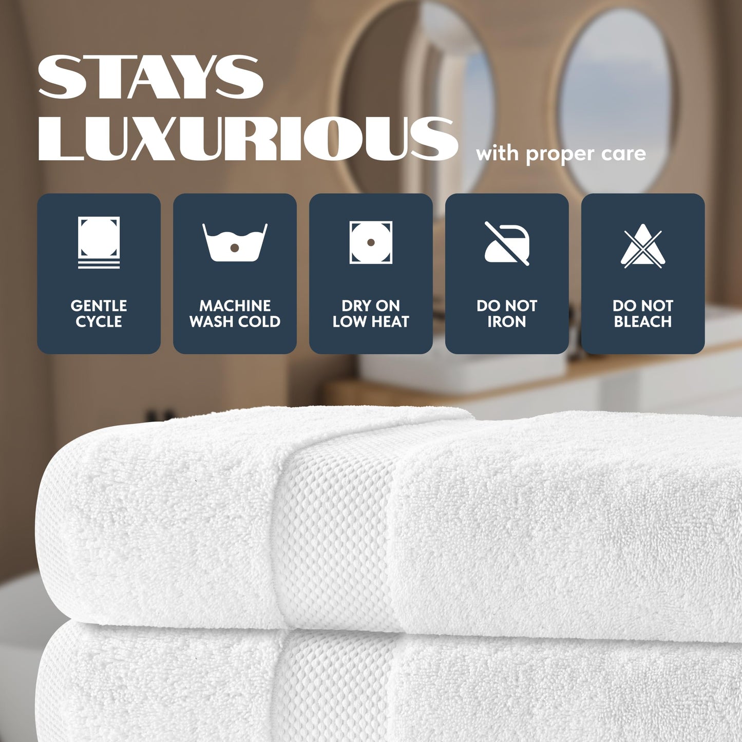 Luxury Cotton Bath Towel Set Thick Soft 4-Pack