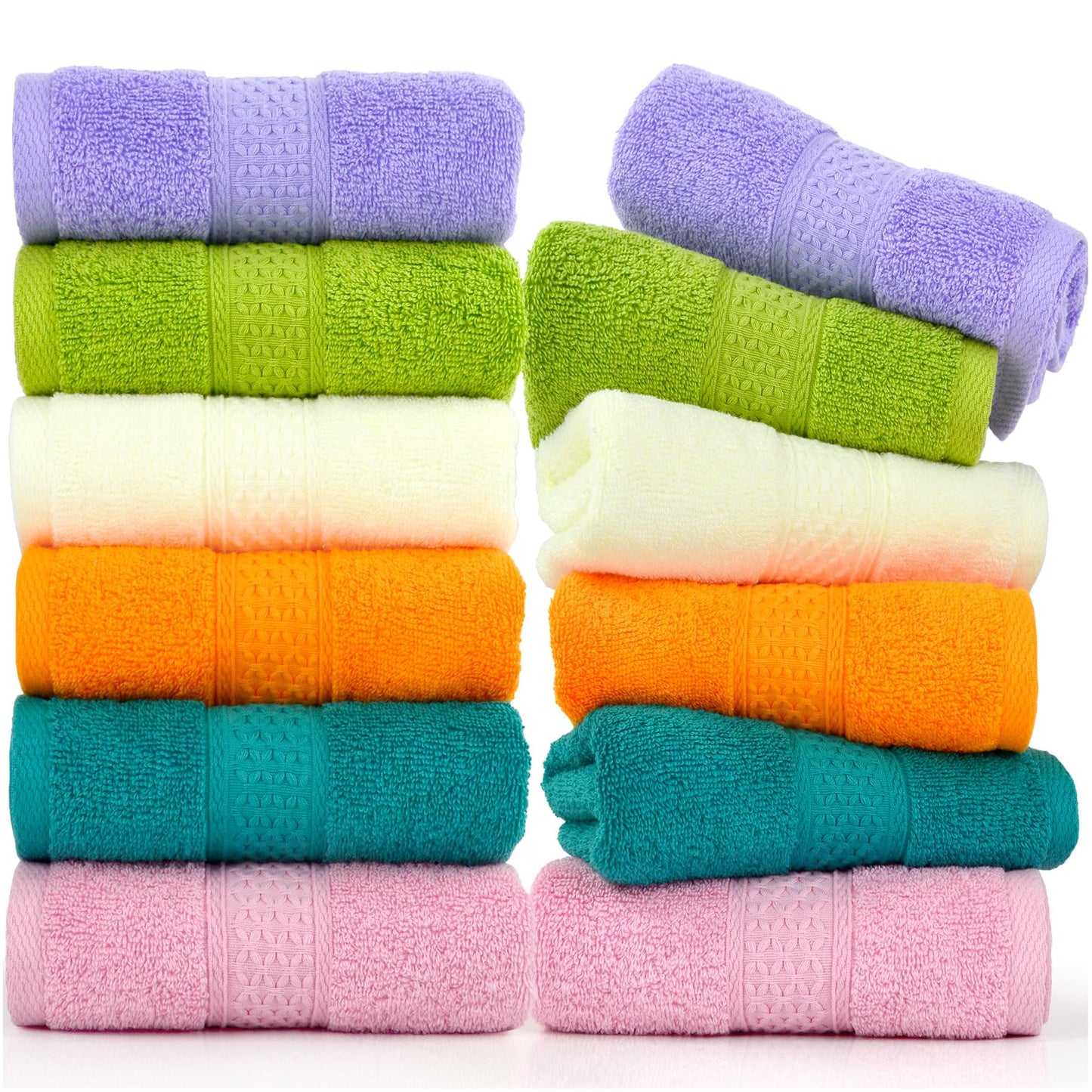 Cotton Hand Towel Set Assorted Colors 6-Pack