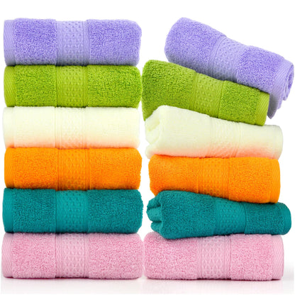Cotton Hand Towel Set Assorted Colors 6-Pack