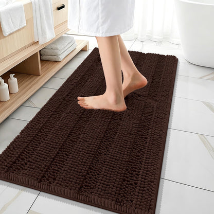 Thick Chenille Bath Rug with Absorbent Rubber Back