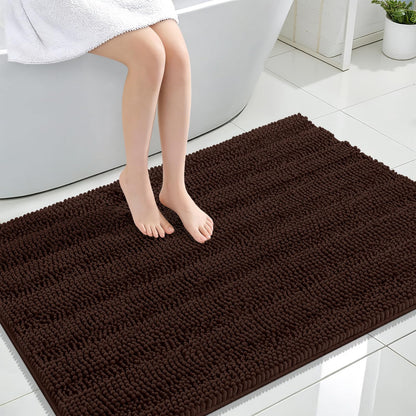 Thick Chenille Bath Rug with Absorbent Rubber Back