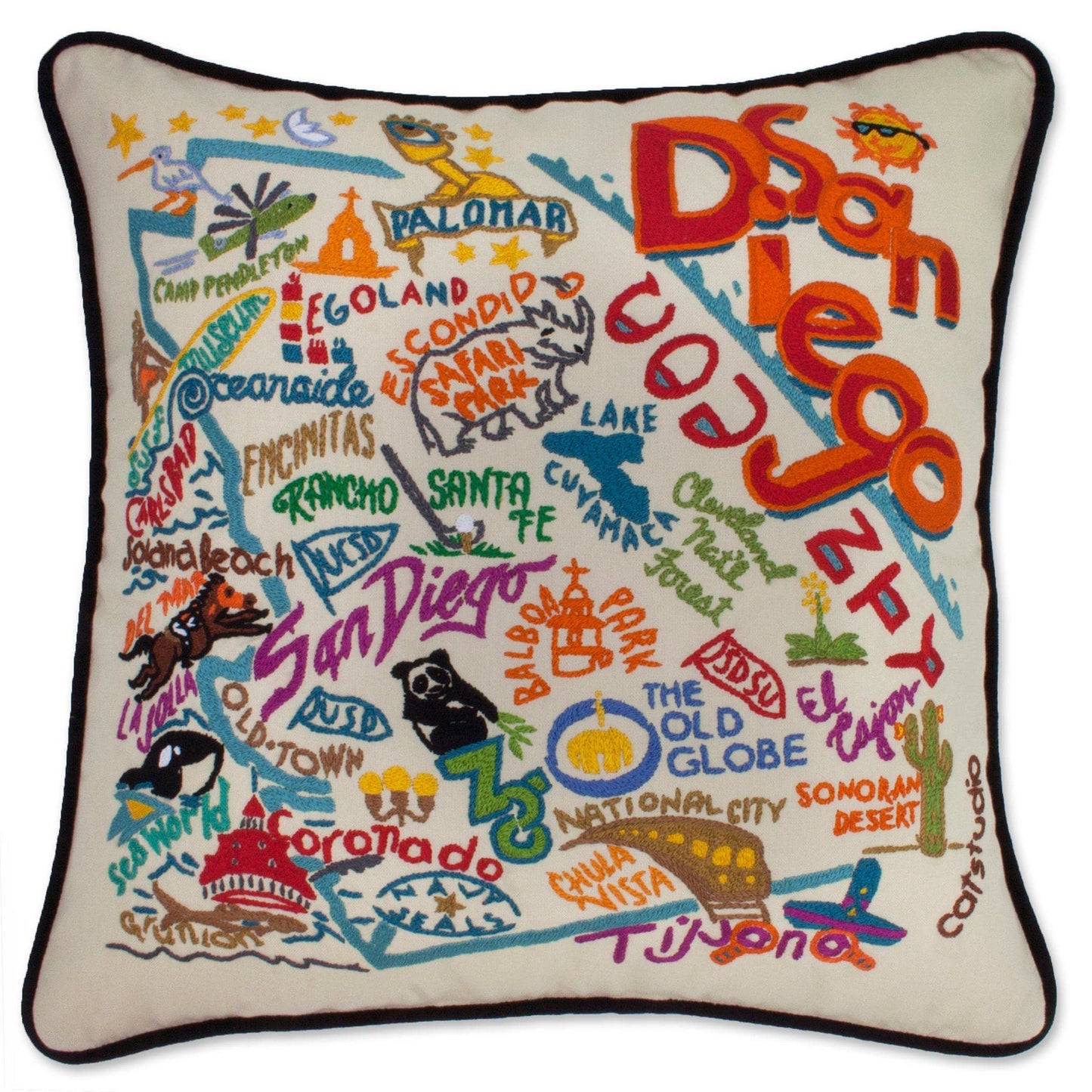 Midwest City Embroidered Decorative Throw Pillow