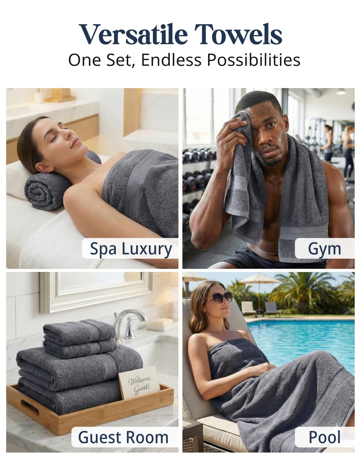 Complete Cotton Bathroom Towel Set Extra Large