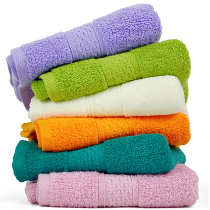 Cotton Hand Towel Set Assorted Colors 6-Pack