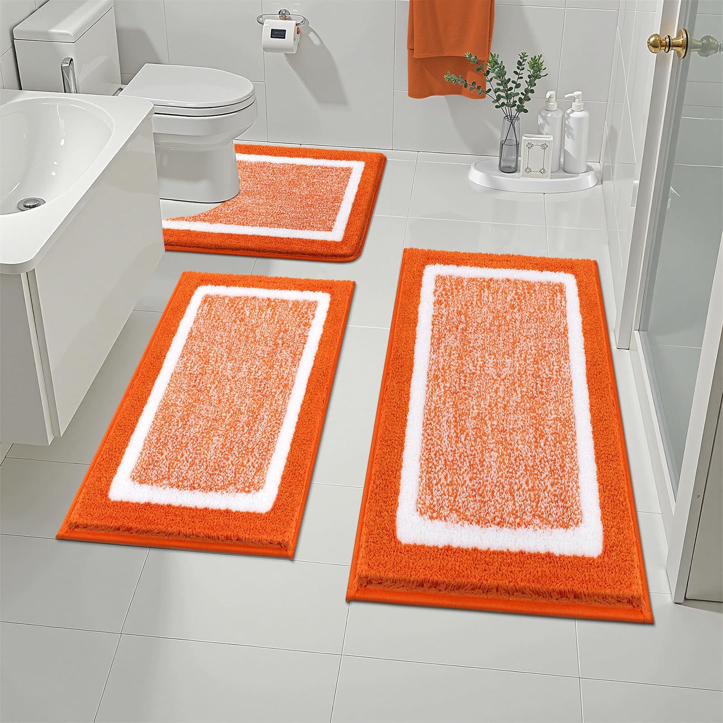 Microfiber Bath Rug Set with Plush Non-Slip Design