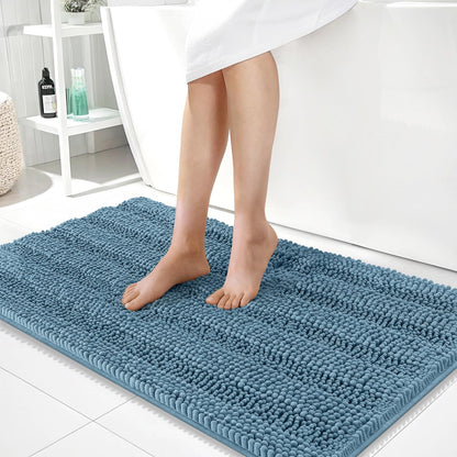 Thick Chenille Bath Rug with Absorbent Rubber Back
