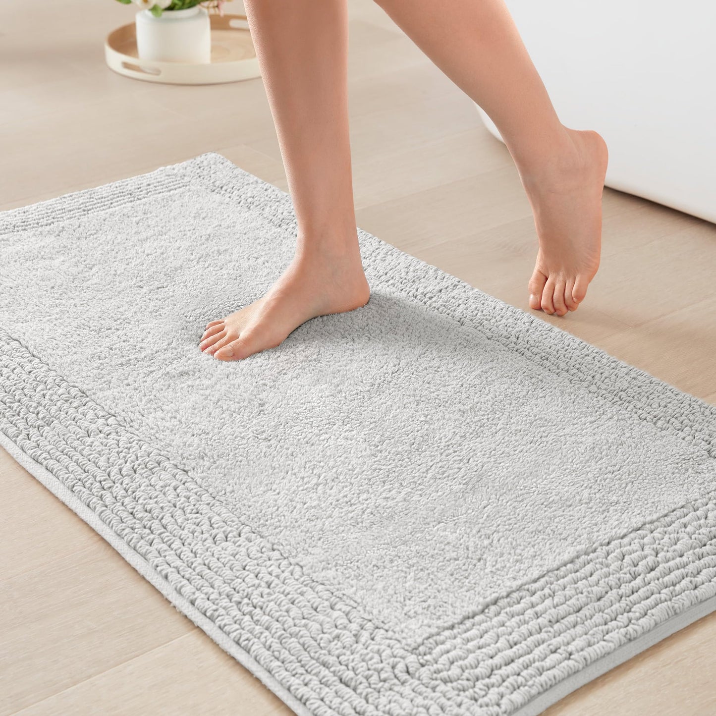 Luxury Cotton Tufted Bath Rug with Reversible Design