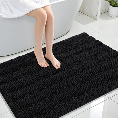 Thick Chenille Bath Rug with Absorbent Rubber Back