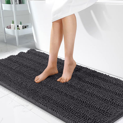 Thick Chenille Bath Rug with Absorbent Rubber Back