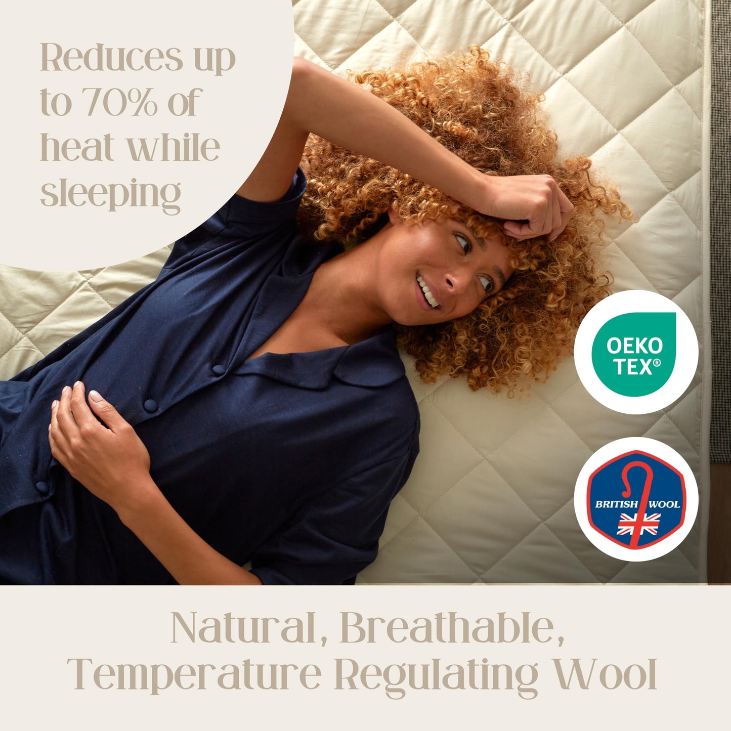 Natural Wool Mattress Protector Thermoregulating Cover