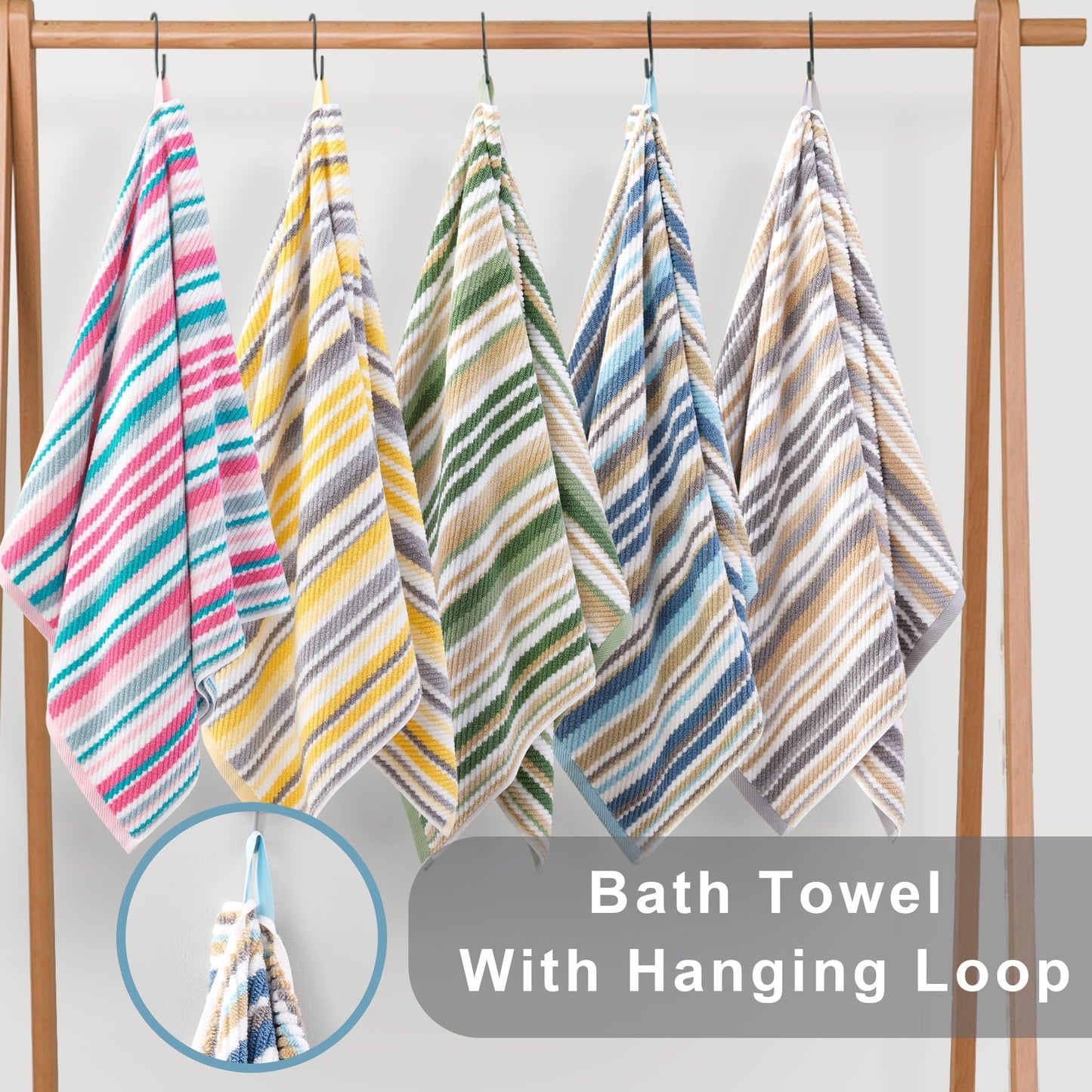 Striped Cotton Hand Towel Set Soft Quick-Dry Design