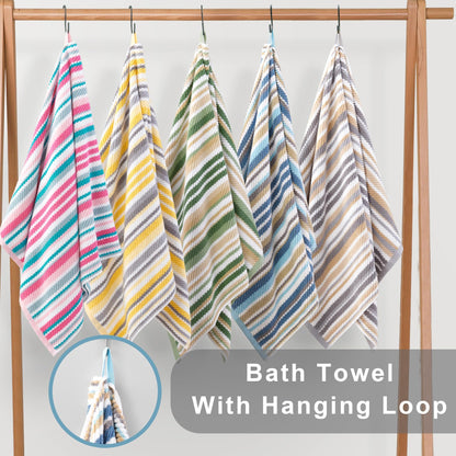 Striped Cotton Hand Towel Set Soft Quick-Dry Design