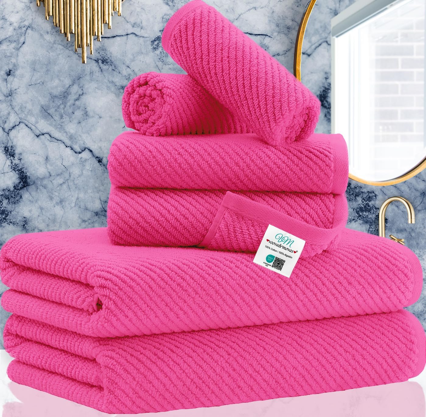 Cotton Bathroom Towel Gift Set 6-Piece Collection