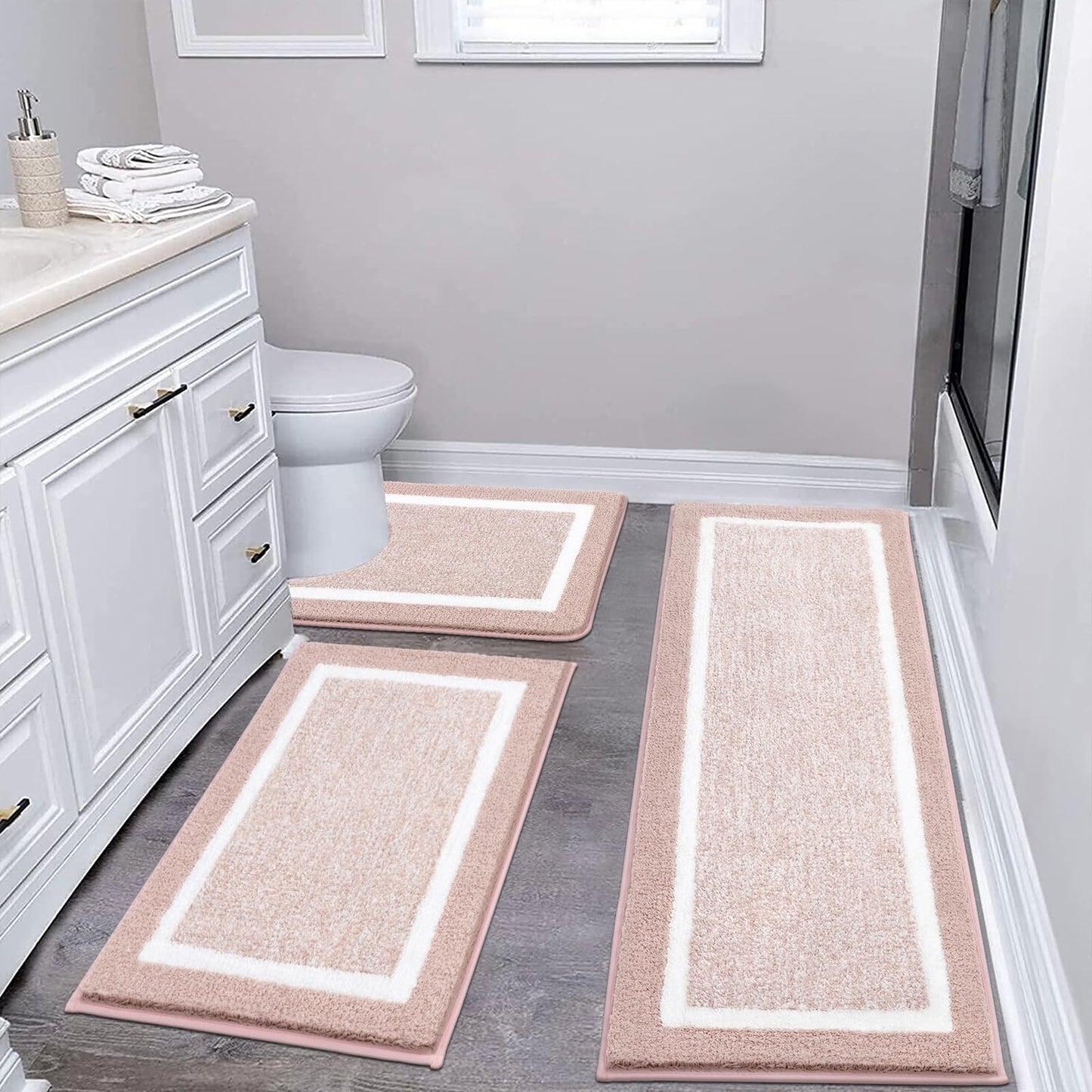 Microfiber Bath Rug Set with Plush Non-Slip Design