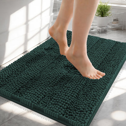 Thick Chenille Bath Rug with Absorbent Rubber Back