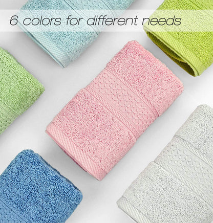 Cotton Hand Towel Set Assorted Colors 6-Pack