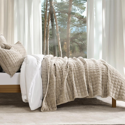 Luxury Velvet Quilt Set with Matching Pillow Shams