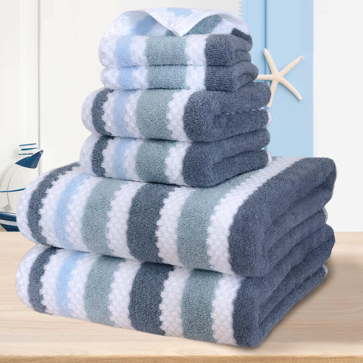 Cotton Bathroom Towel Gift Set 6-Piece Collection