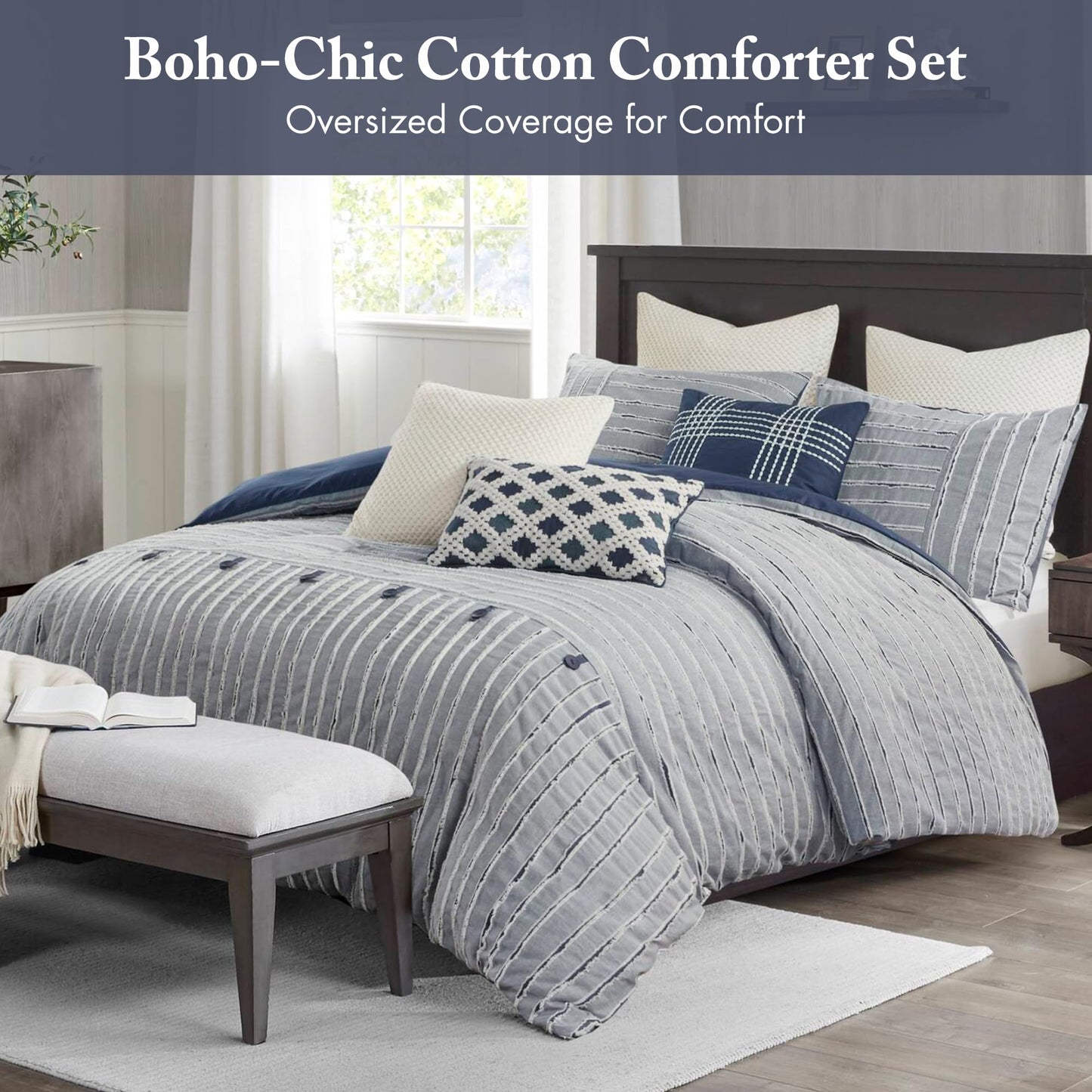 Jacquard Stripe Comforter Set with Removable Cover