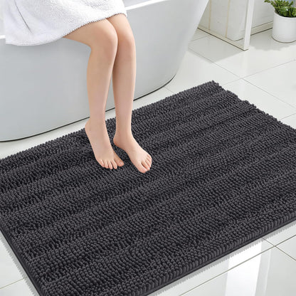 Thick Chenille Bath Rug with Absorbent Rubber Back