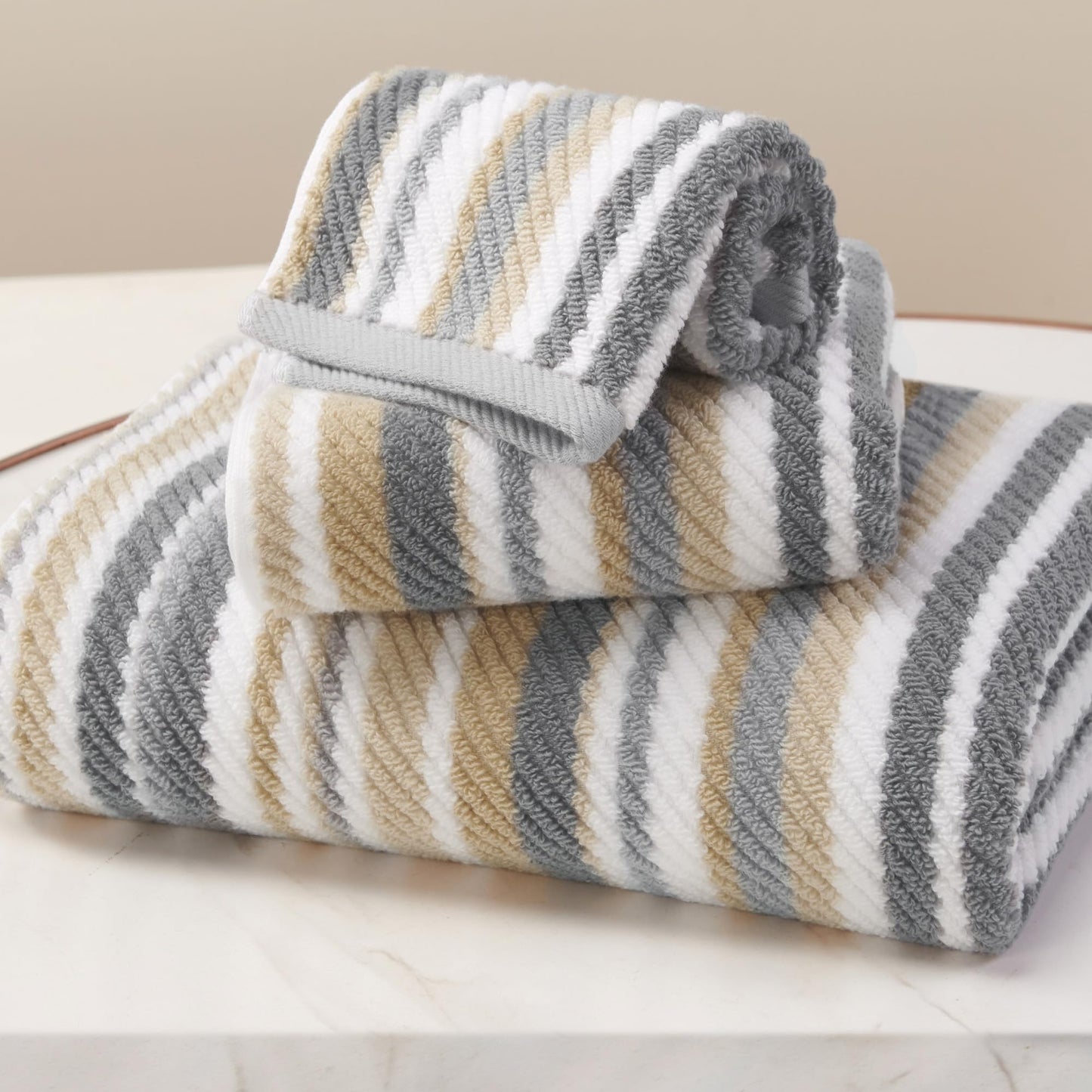 Striped Cotton Hand Towel Set Soft Quick-Dry Design