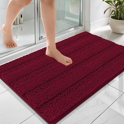 Thick Chenille Bath Rug with Absorbent Rubber Back