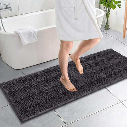 Thick Chenille Bath Rug with Absorbent Rubber Back