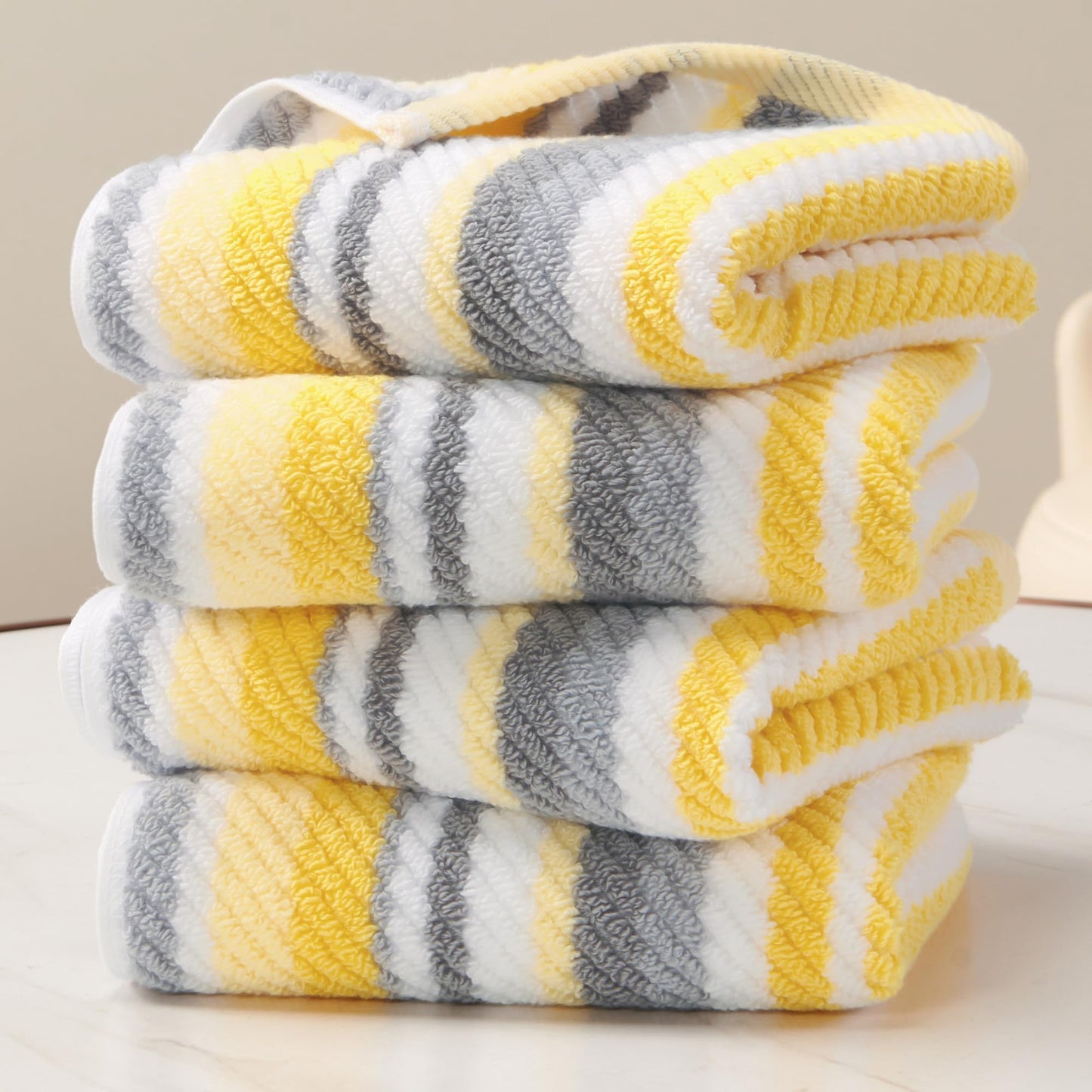 Striped Cotton Hand Towel Set Soft Quick-Dry Design